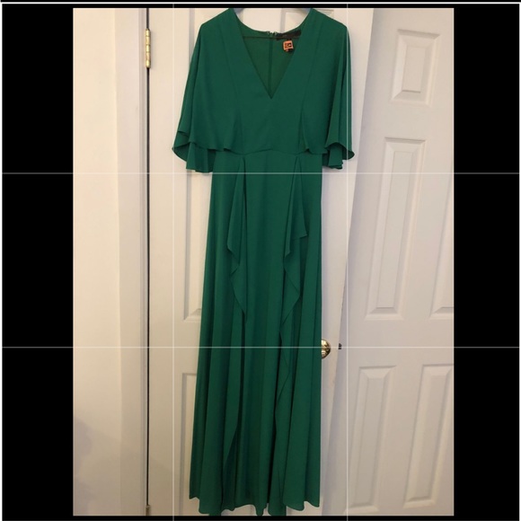 BCBG Cape Sleeve Maxi Dress Green - Picture 3 of 4